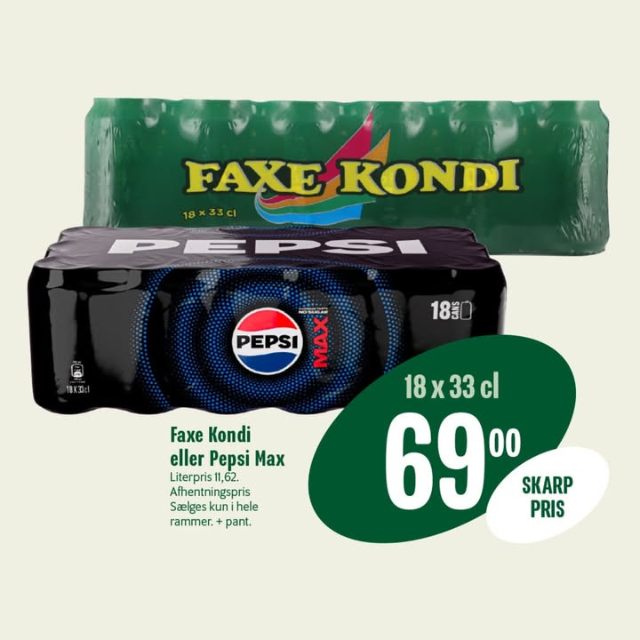 Min købmand, Nim: 18 dåser Faxe Kondi eller Pepsi Max til skarp pris i uge 7 Avissalg