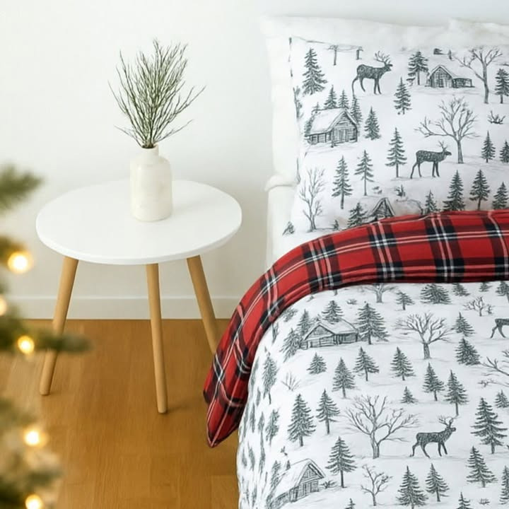 Få julestemning i soveværelset med MENY Gl. Skagensvejs sengetøj med juleprint