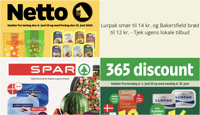 Lurpak smør til 14 kr. og Bakersfield brød til 12 kr. - Tjek ugens lokale tilbud