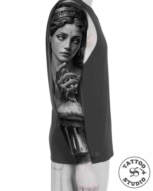 Tattoo Studio 96 Aalborg har eksklusivt sleeve-design af Anastasia inspireret af græsk mytologi