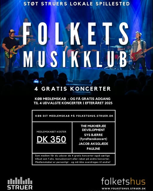 Folkets Hus inviterer til efterårskoncerter med musikklubben 2025