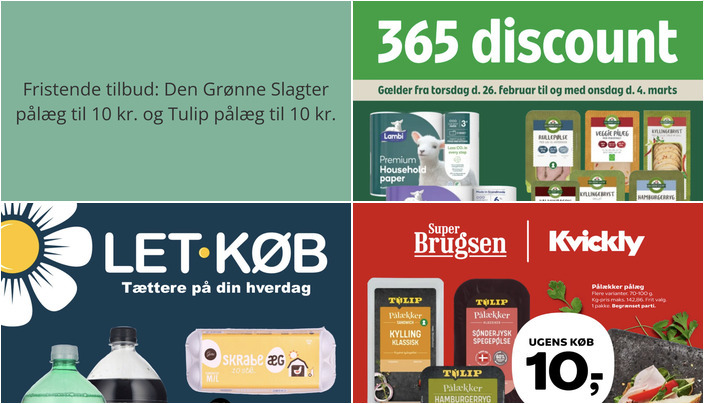 Fristende tilbud: Den Grønne Slagter pålæg til 10 kr. og Tulip pålæg til 10 kr.