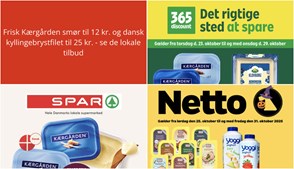 Frisk Kærgården smør til 12 kr. og dansk kyllingebrystfilet til 25 kr. - se de lokale tilbud