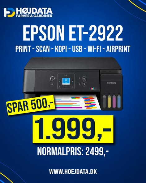 Høj Data/Høj Farver fortsætter med gode tilbud på Epson EcoTank-printere og 30 % rabat på gardiner