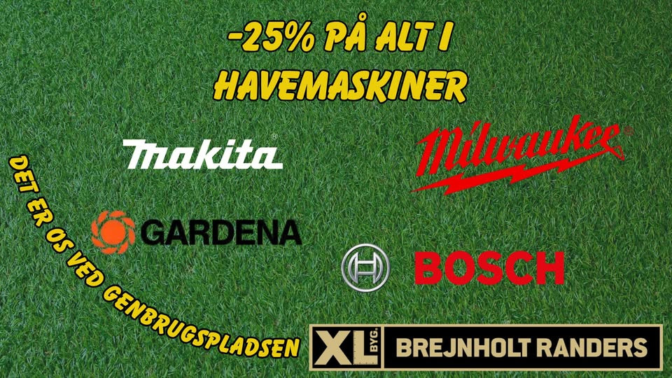 XL-Byg Brejnholt Randers tilbyder 25% rabat på havemaskiner i uge 31