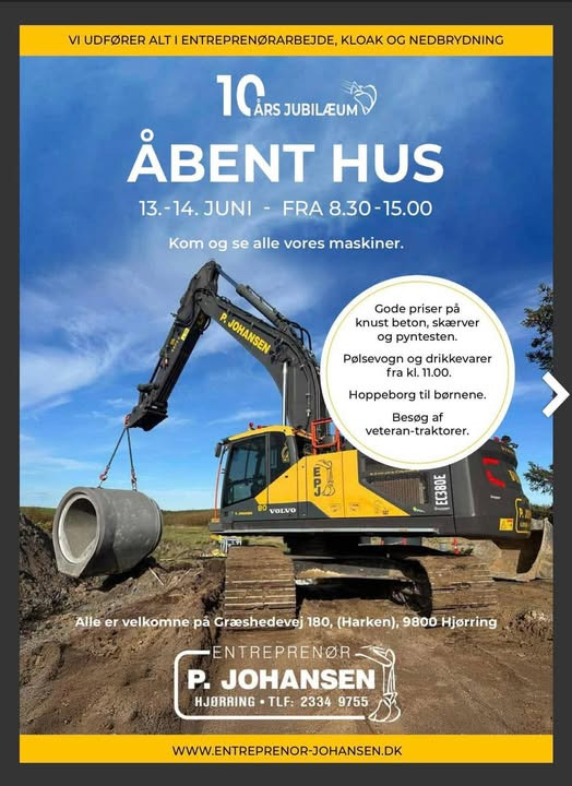 Entreprenør P. Johansen ApS inviterer til åbent hus for 10-års jubilæum