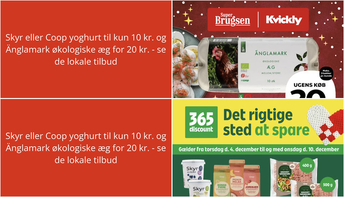 Skyr eller Coop yoghurt til kun 10 kr. og Änglamark økologiske æg for 20 kr. - se de lokale tilbud