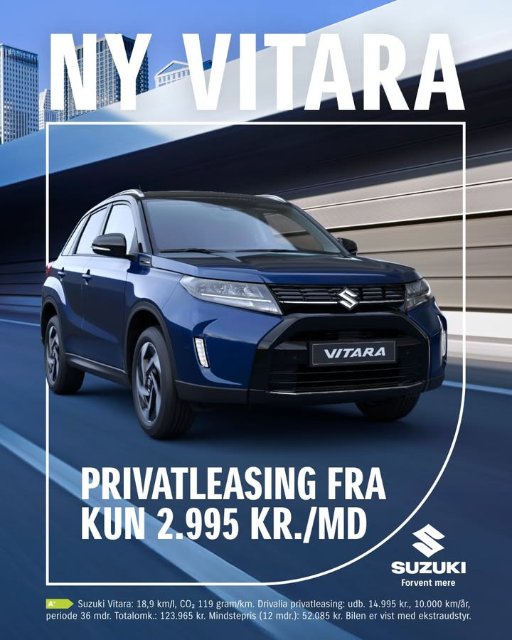 HENRIK CHRISTENSEN - Fredericia lancerer Suzuki Vitara privatleasing tilbud