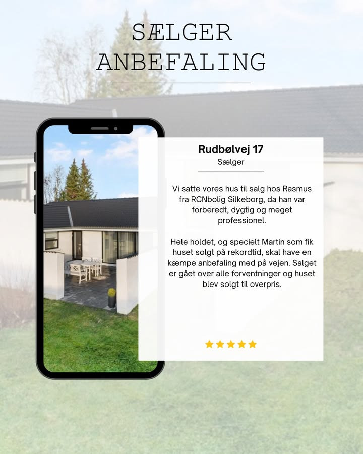 RCNBolig Silkeborg fejrer succesfuldt salg af hus på Rudbølvej 17