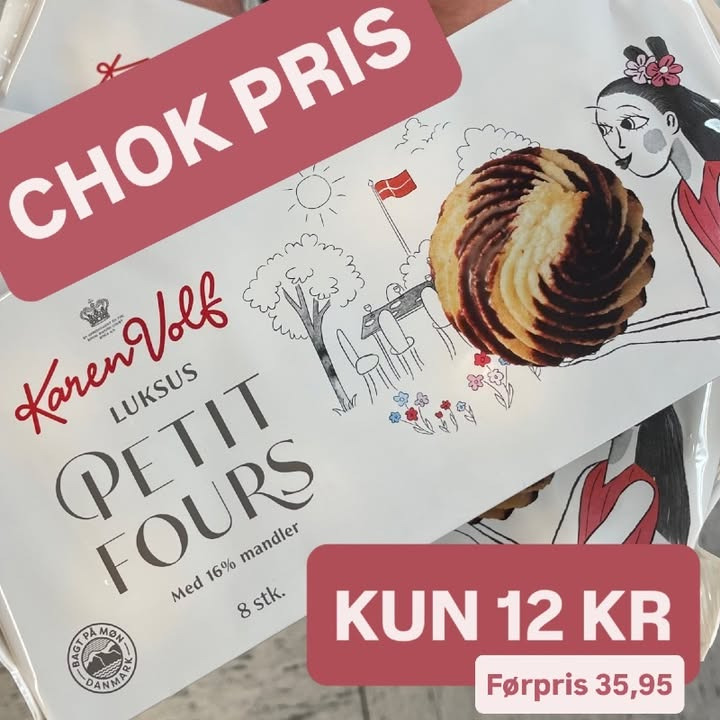 SuperBrugsen Dronninglund lancerer tilbud på Karen Volf luksus petit fours til kun 12 kr.