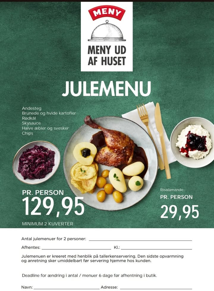 Meny Als tilbyder klassisk julemenu klar til servering