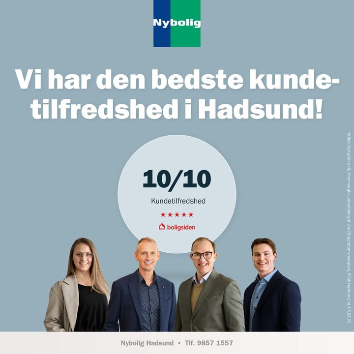 Nybolig Hadsund er den eneste ejendomsmægler i byen med 5 stjerner