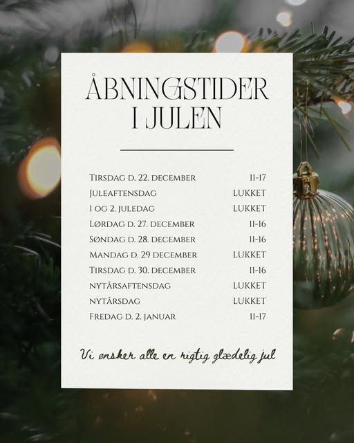 Hjerm Kunstgalleris åbningstider i julen