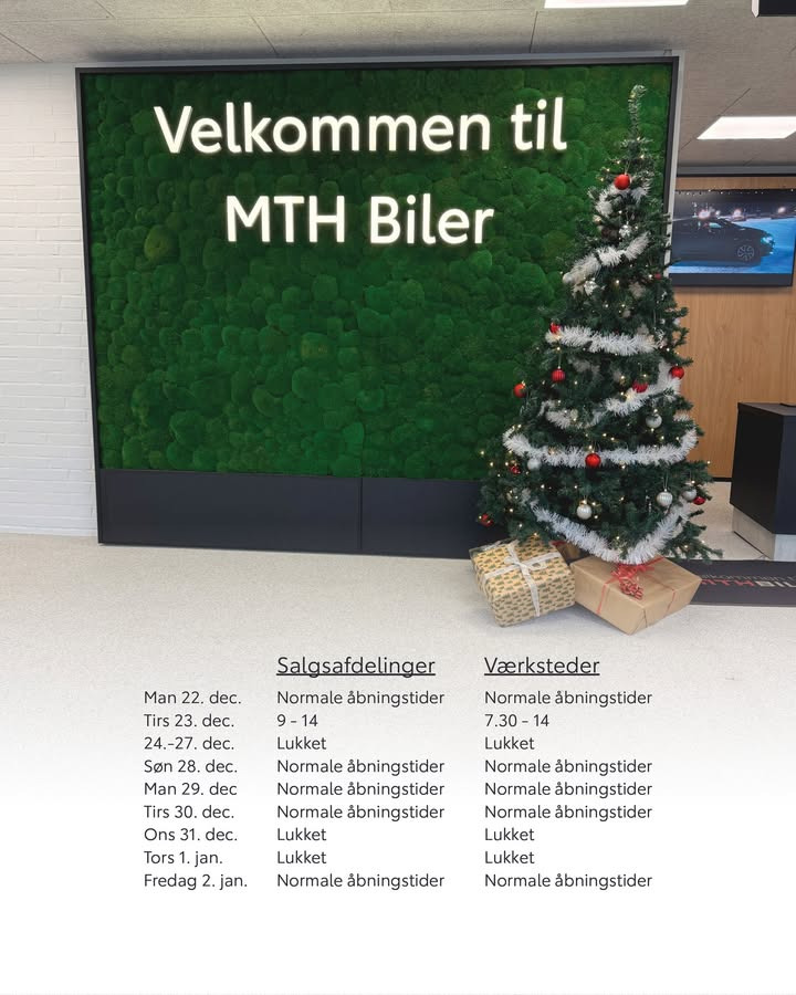 MTH Biler holder fri inden et elektrisk 2026: Se vores åbningstider
