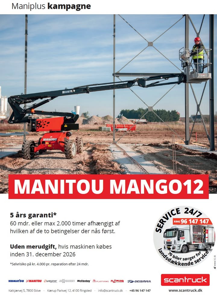 SCANTRUCK A/S tilbyder 5 års garanti uden merudgift på Manitou MANGO12