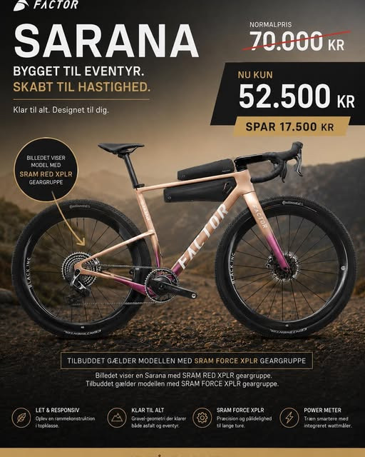Bike-pit har Factor Sarana på tilbud til 52.500 kr.