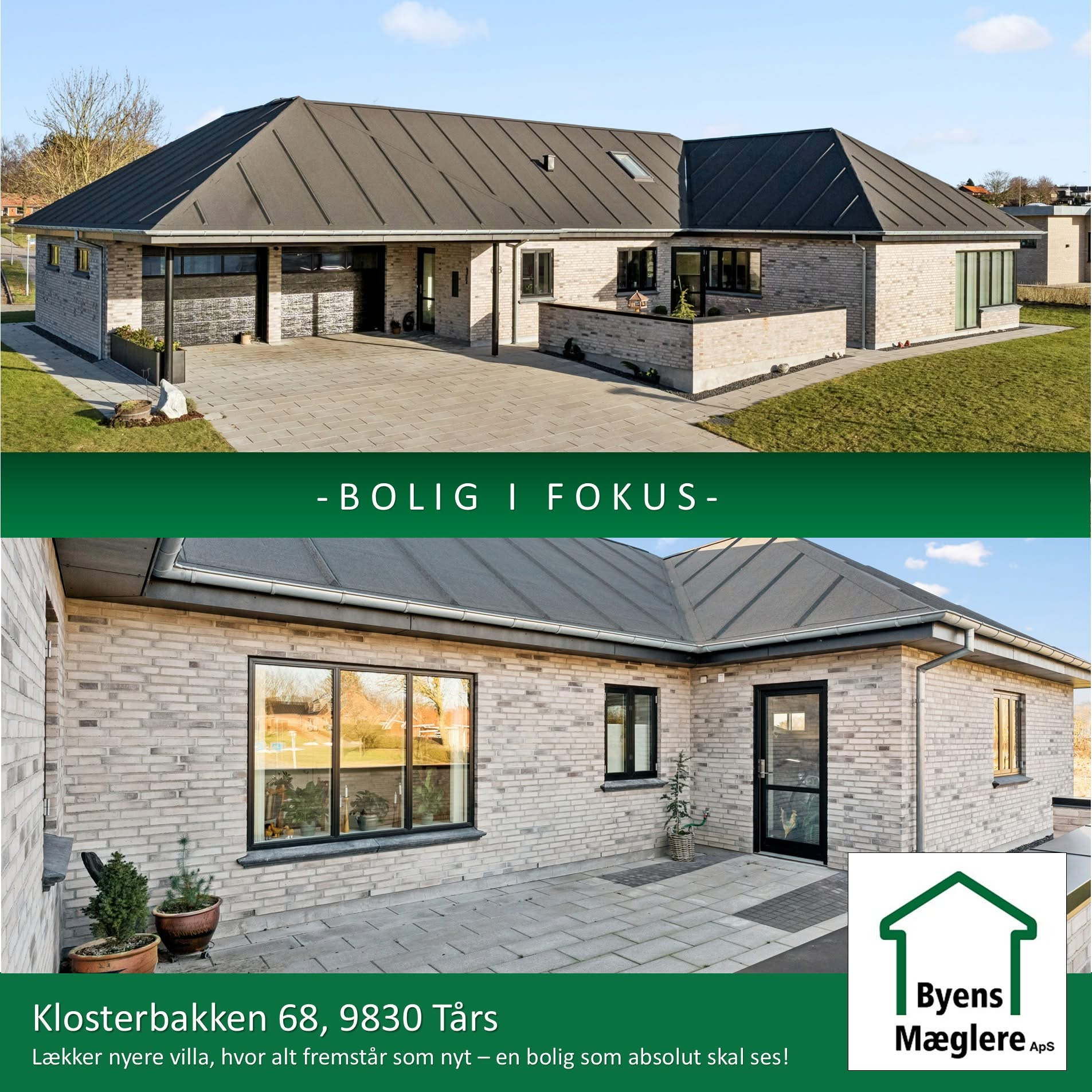 Byens Mæglere ApS, Hjørring præsenterer moderne villa med fantastisk lysindfald og minimal vedligeholdelse