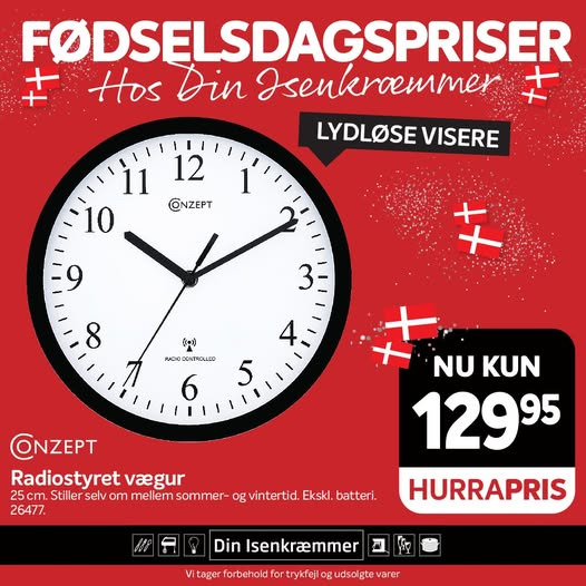 Fredericia Isenkram tilbyder stilfuldt og præcist vægur fra Conzept til kun 129,95 kr.