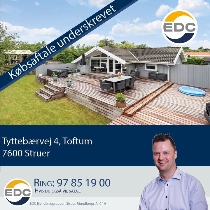 EDC Ejendomsgruppen Struer underskriver købsaftale på Tyttebærvej 4 og fejrer 11 år som kommunens mest sælgende ejendomsmægler