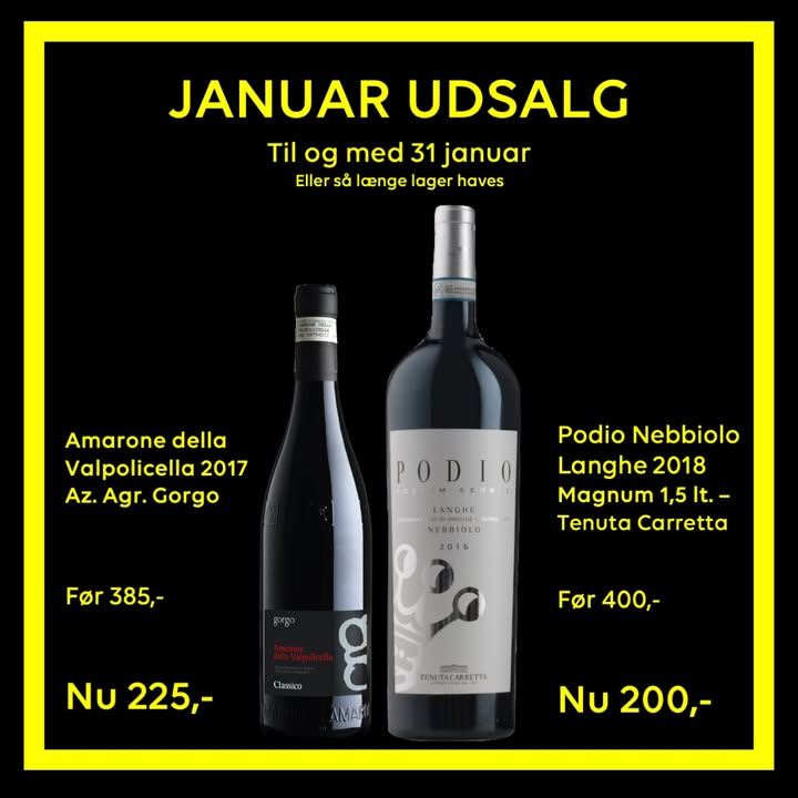 Lahvino Wine & Spirits: Januarudsalg på klassiske italienske rødvine med store besparelser