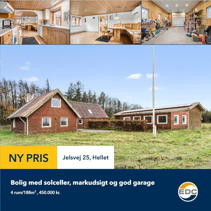 Prisnedsættelse på idyllisk bolig med solceller i Hellet fra EDC Vejen