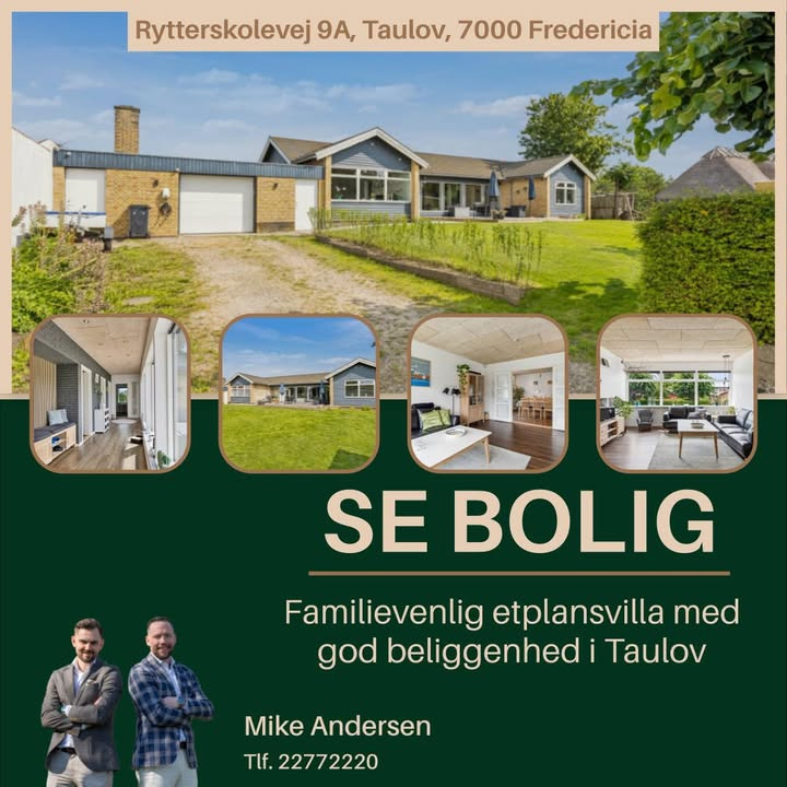 Ejendomsmægler Mike Andersen fremviser familievenlig etplansvilla i Taulov til 2,195 mio. kr.