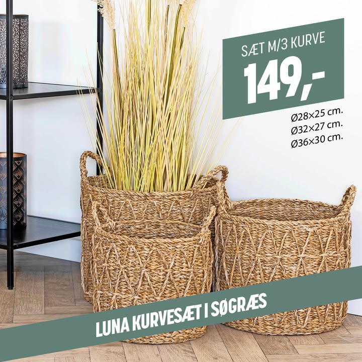 Xl Byg Tømmergaarden Hals tilbyder Luna kurvesæt i søgræs i begrænset periode