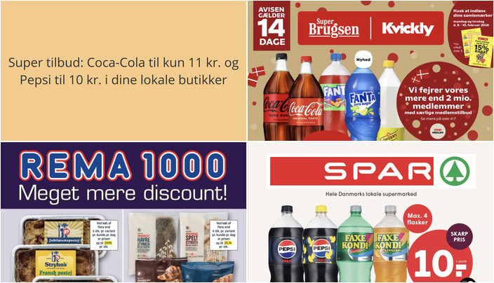 Super tilbud: Coca-Cola til kun 11 kr. og Pepsi til 10 kr. i dine lokale butikker