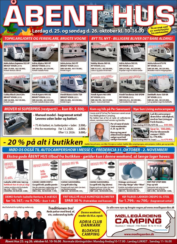 Åbent hus hos Møllegårdens Camping med gode tilbud i weekenden