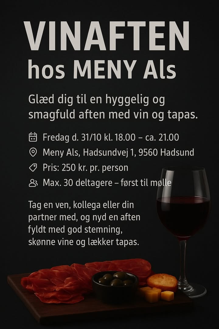 Meny Als inviterer til vinaften med tapas og hygge