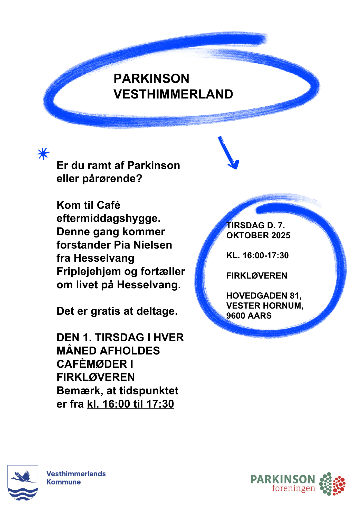 Cafémøde for Parkinson-ramte og deres pårørende i Vester Hornum