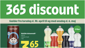 Frisk Matilde kakaomælk til kun 3,65 kr. og Harboe vand til samme pris hos Coop365