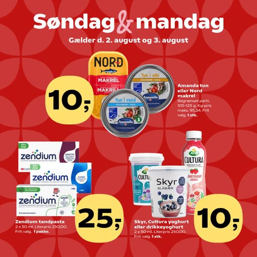 SuperBrugsen Vamdrup tilbyder søndag & mandagskøb 2.-3. august
