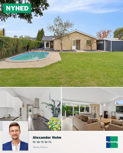 Nybolig Hvidovre - Alexander Holm ApS præsenterer stilren villa med pool på Nymarksvej 22