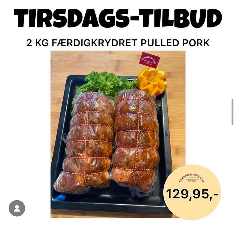 Beringsslagteren ApS lokker med tirsdags-tilbud på hjemmelavet pulled pork
