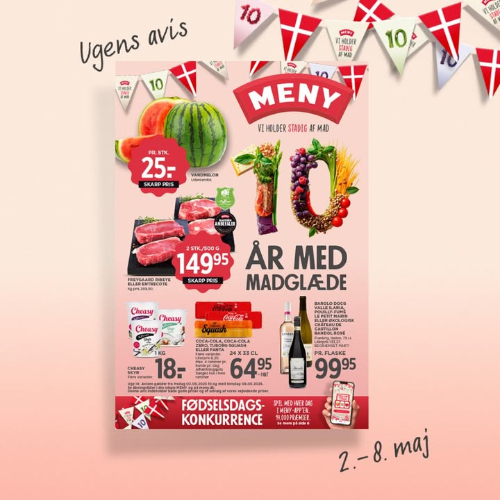 Meny Klarup fejrer 10 år med skarpe tilbud på vandmelon og Freygaard bøffer