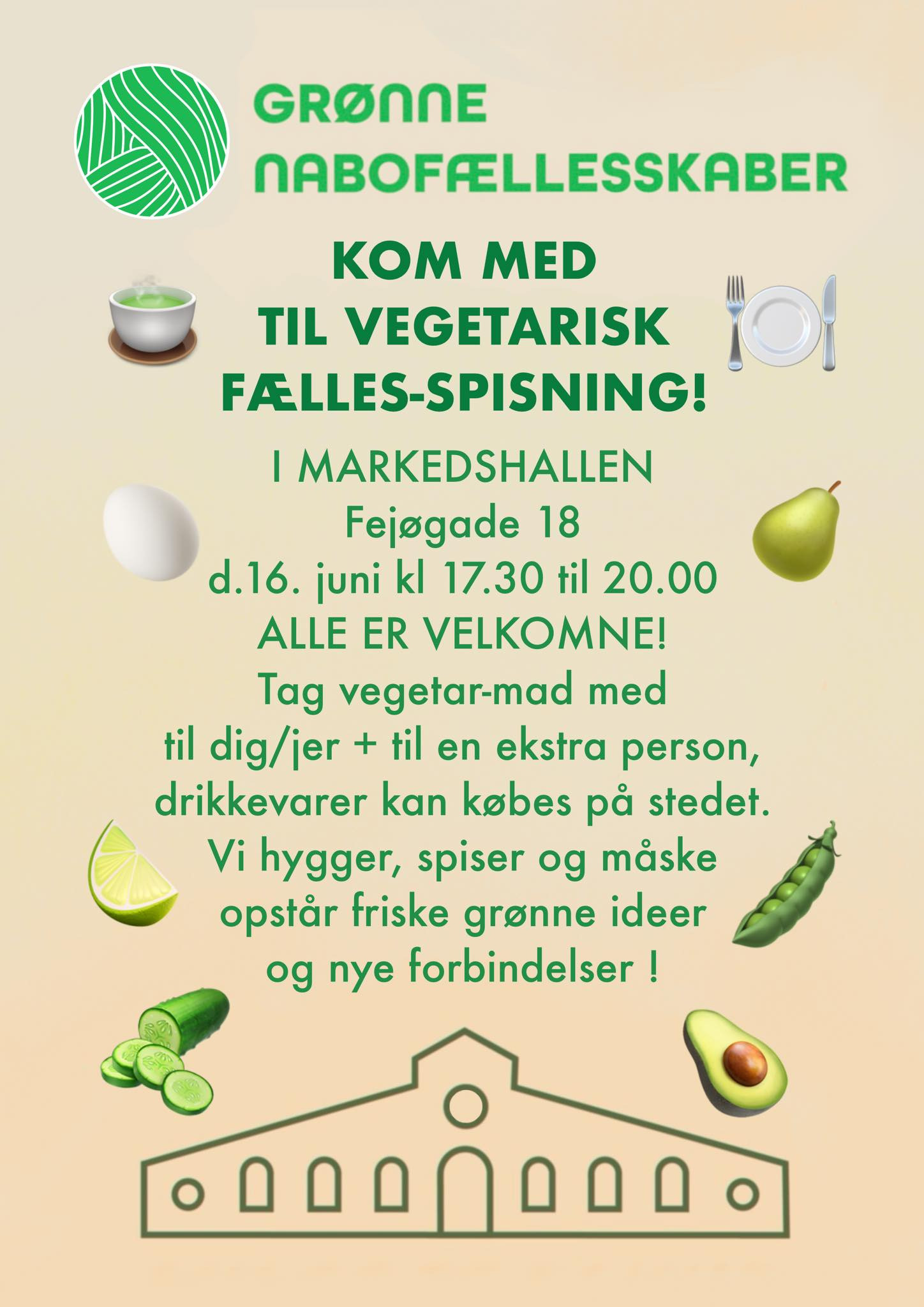 Vegetarisk fællesspisning i Markedshallen Guldborgsund