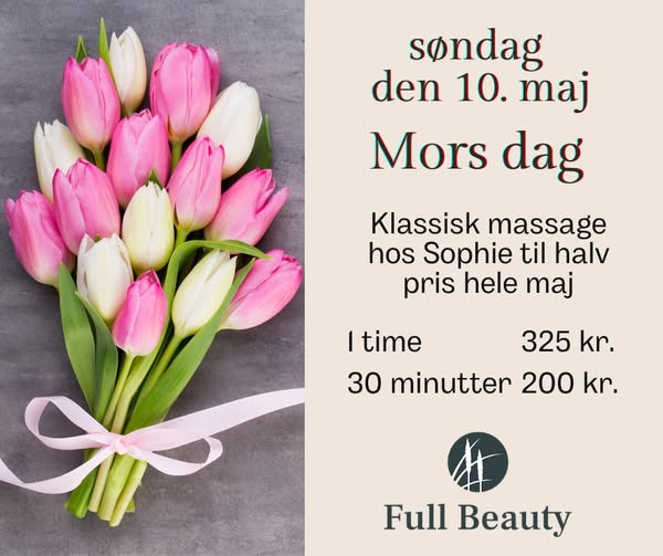 Full Beauty Aalborg tilbyder klassisk massage med Sophie til halv pris i maj