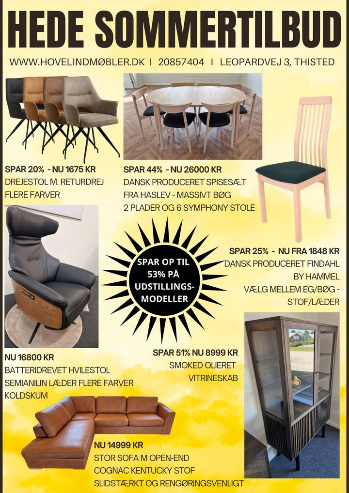 Hovelind Møbler præsenterer sommertilbud med begrænset parti