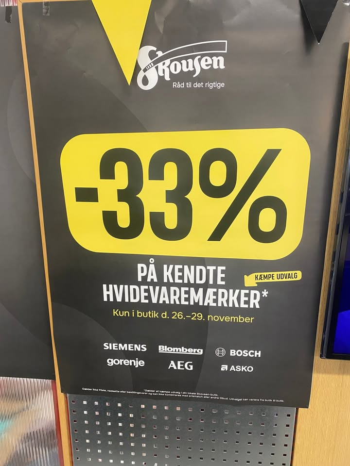 Skousen Thisted tilbyder 33% rabat på hvidevarer i tre dage