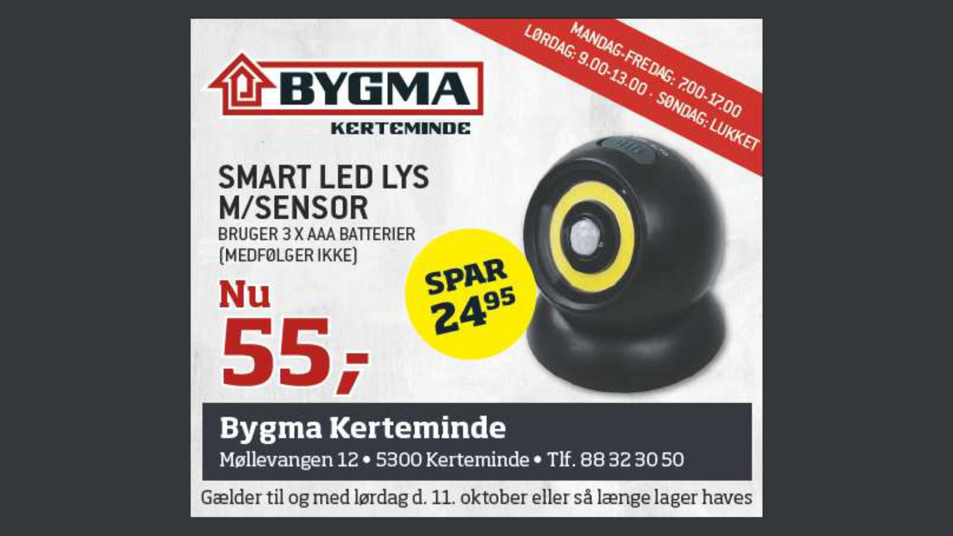 Bygma Kerteminde tilbyder smart sensor light – perfekt til efteråret