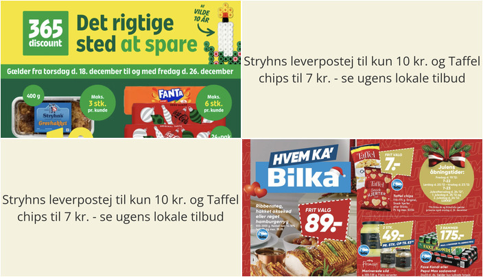 Stryhns leverpostej til kun 10 kr. og Taffel chips til 7 kr. - se ugens lokale tilbud