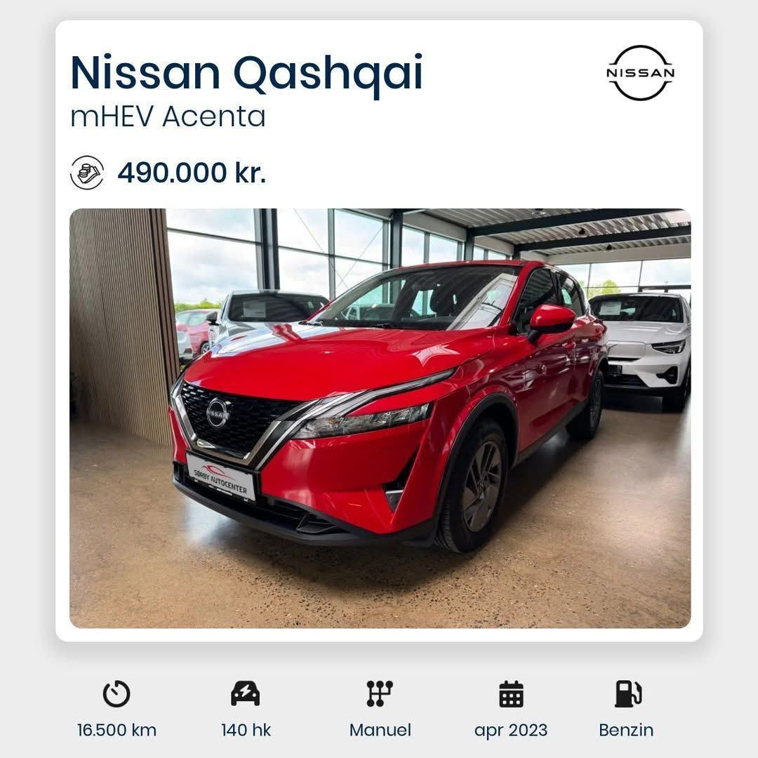 Nyhed fra Sørby Autocenter: næsten ny Nissan Qashqai mHEV Acenta klar til levering