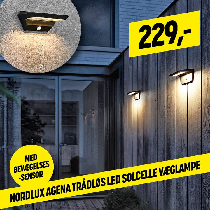 Moderne soldrevne væglamper fra XL Byg Tømmergaarden Hals - tilbud til 19/9-24