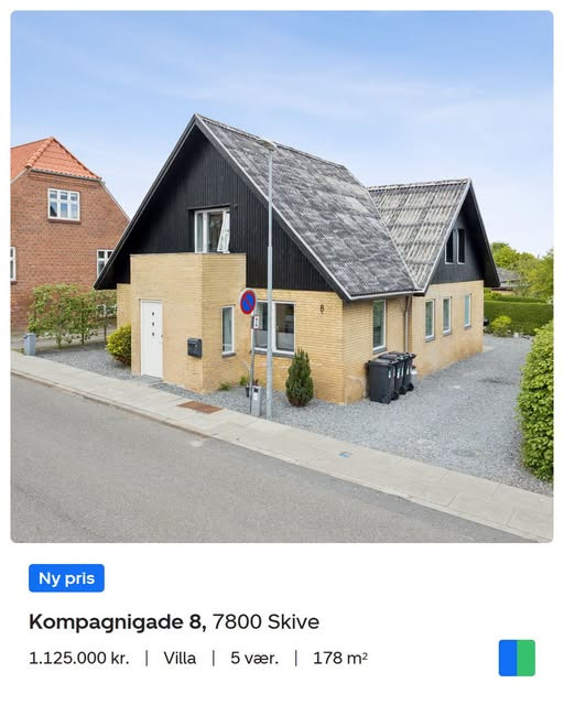 Nybolig Skive I/S sænker prisen på Kompagnigade 8 i Skive til 1.125.000