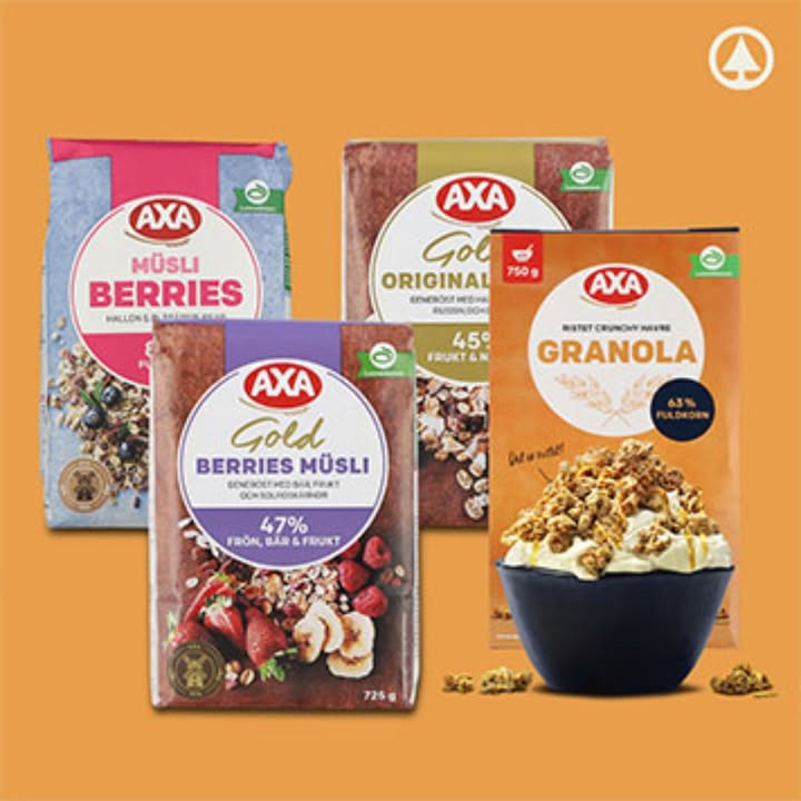 Start dagen sprødt med SPAR SKALLERUP A/S: Udforsk vores udvalg af AXA müsli og granola