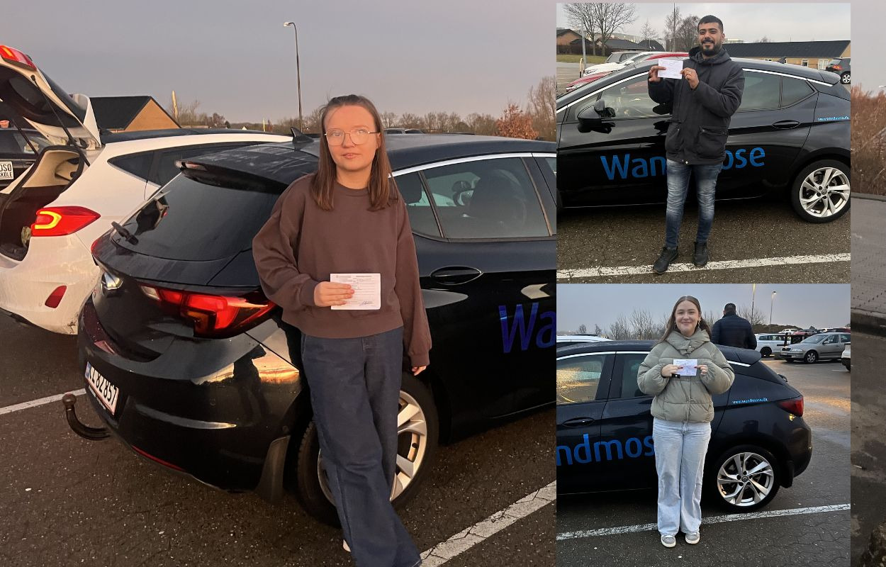 Tre elever fra Wandmoses Køreskole kunne i sidste uge fejre deres nye kørekort