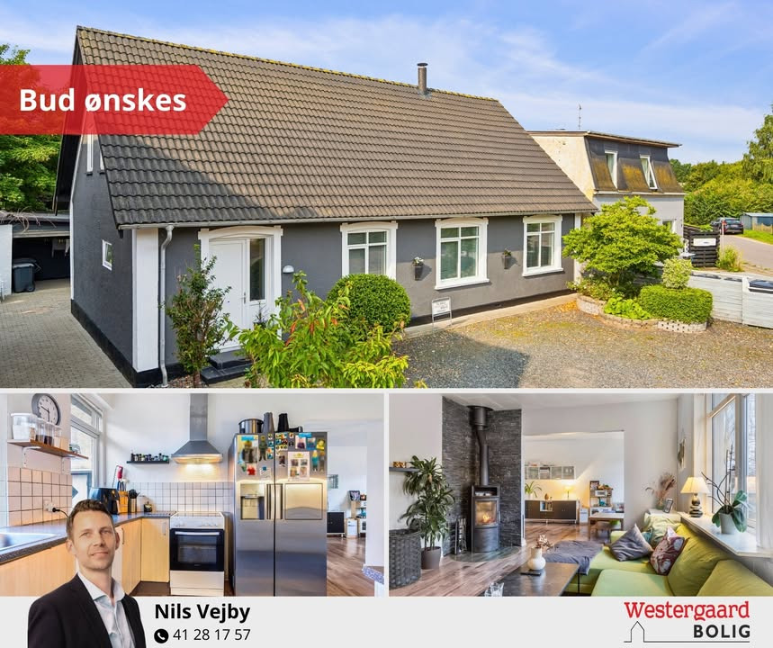 Rummeligt byhus i Vrå med stor garage og lukket have til salg hos WESTERGAARD BOLIG