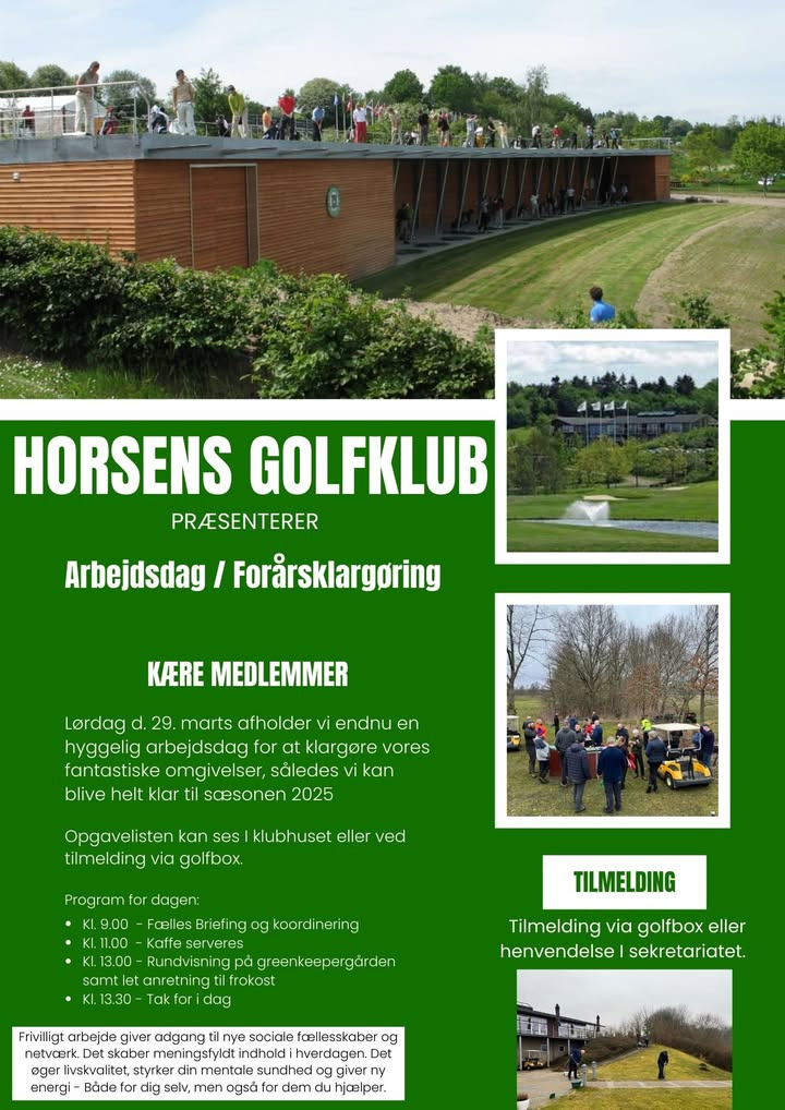 Horsens golfklub inviterer til arbejdsdag for forårsklargøring af faciliteterne