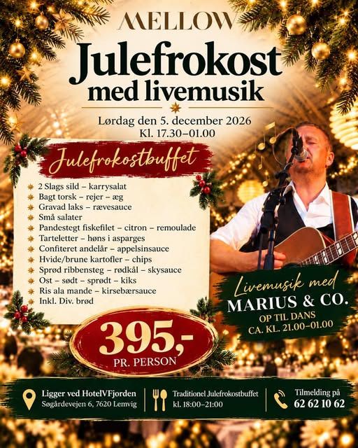 Restaurant Mellow inviterer til julefrokost med live musik i Lemvig